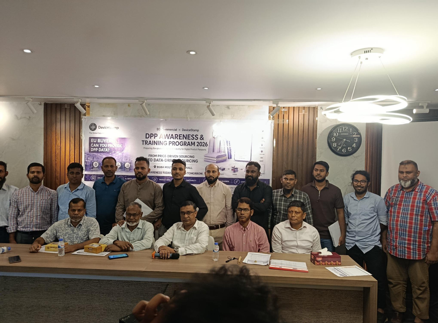 Group photograph from the DeviceStamp DPP Awareness and Training Programme 2026 in Dhaka